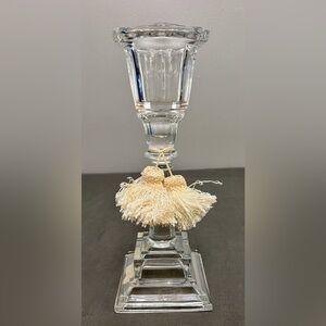 Saks Fifth Avenue Crystal Candlestick Holder 3” Candle 4x4x10.75”